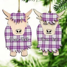 ScotsTee Shop Scottish Dunlop Dress Ancient Couple Tartan Highland Cow Ornament Acrylic