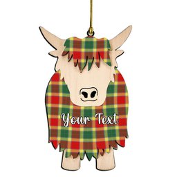 ScotsTee Shop Scottish Gibbs Modern Couple Tartan Highland Cow Ornament Acrylic