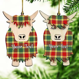 ScotsTee Shop Scottish Gibbs Modern Couple Tartan Highland Cow Ornament Acrylic