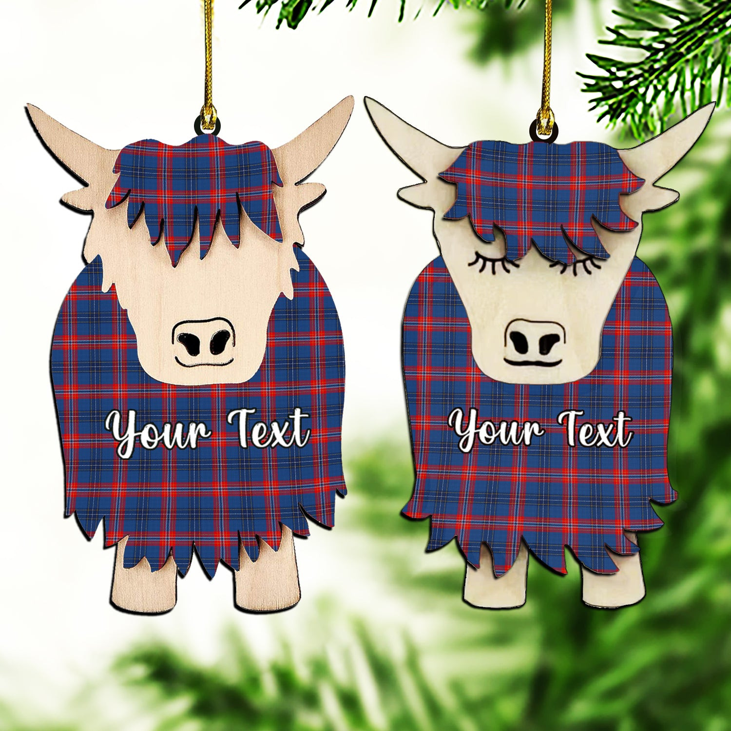 ScotsTee Shop Scottish Dundee University Couple Tartan Highland Cow Ornament Acrylic