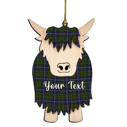 ScotsTee Shop Scottish Drennan Couple Tartan Highland Cow Ornament Acrylic
