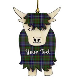 ScotsTee Shop Scottish Drennan Couple Tartan Highland Cow Ornament Acrylic
