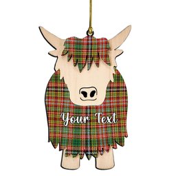 ScotsTee Shop Scottish Drummond of Strathallan Ancient Couple Tartan Highland Cow Ornament Acrylic