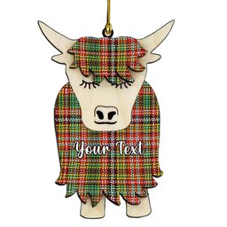 ScotsTee Shop Scottish Drummond of Strathallan Ancient Couple Tartan Highland Cow Ornament Acrylic