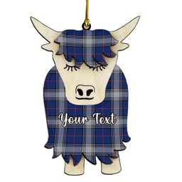 ScotsTee Shop Scottish Kinnaird Modern Couple Tartan Highland Cow Ornament Acrylic