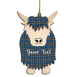 ScotsTee Shop Scottish Thompson Society Dress Blue Couple Tartan Highland Cow Ornament Acrylic