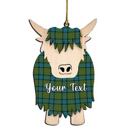 ScotsTee Shop Scottish Muir Ancient Couple Tartan Highland Cow Ornament Acrylic