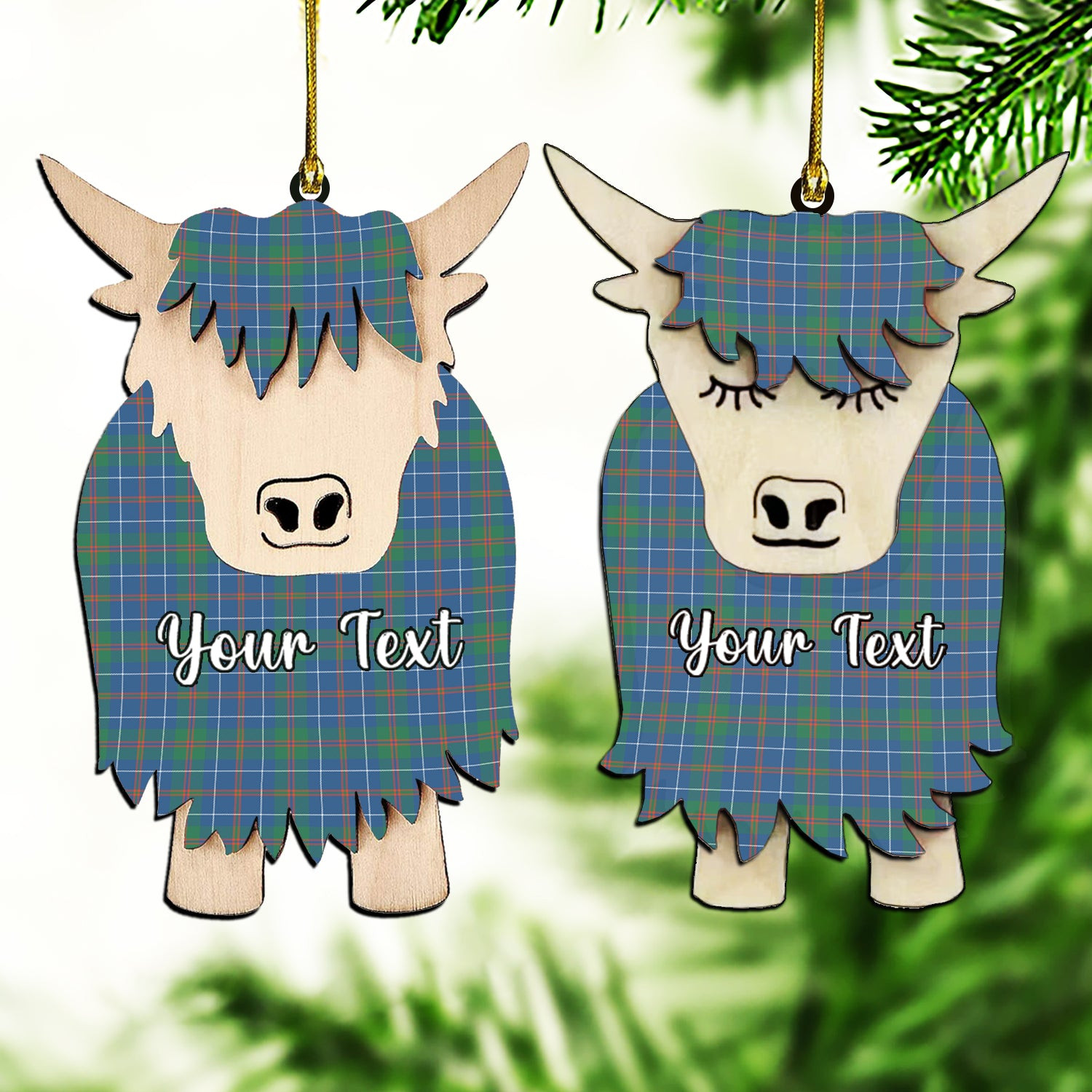 ScotsTee Shop Scottish MacHardy Ancient SC Couple Tartan Highland Cow Ornament Acrylic