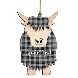 ScotsTee Shop Scottish MacRae Dress Couple Tartan Highland Cow Ornament Acrylic