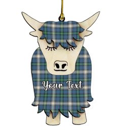 ScotsTee Shop Scottish MacDowall Modern Couple Tartan Highland Cow Ornament Acrylic