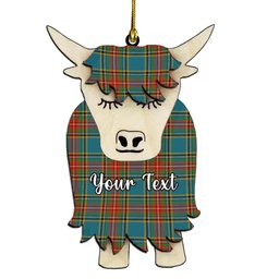 ScotsTee Shop Scottish McBeth Ancient Couple Tartan Highland Cow Ornament Acrylic