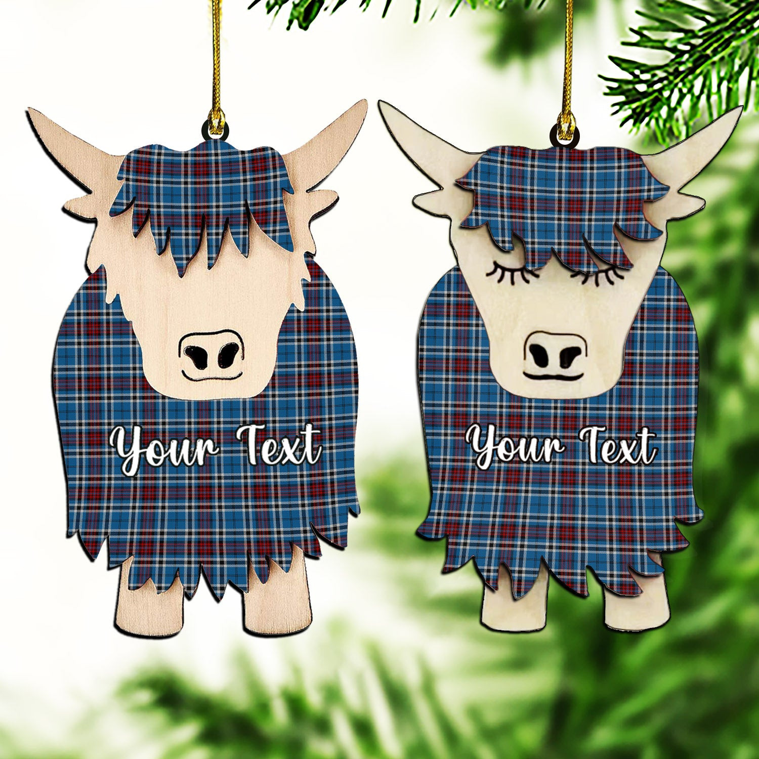 ScotsTee Shop Scottish Trillard Couple Tartan Highland Cow Ornament Acrylic