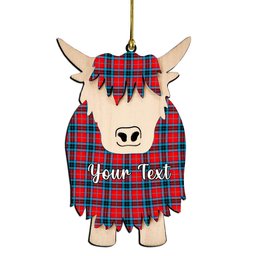 ScotsTee Shop Scottish MacTavish Modern Couple Tartan Highland Cow Ornament Acrylic