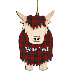 ScotsTee Shop Scottish MacDuff 4 Couple Tartan Highland Cow Ornament Acrylic