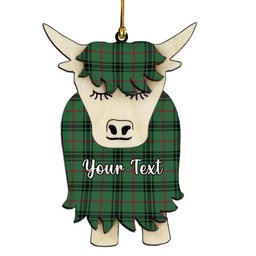 ScotsTee Shop Scottish McArthur-Fox Modern Couple Tartan Highland Cow Ornament Acrylic