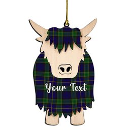 ScotsTee Shop Scottish Mulholland Couple Tartan Highland Cow Ornament Acrylic