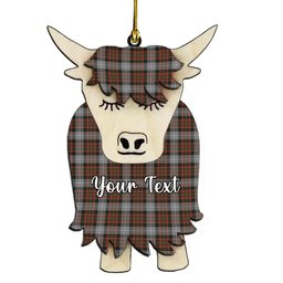 ScotsTee Shop Scottish MacRae Hunting Weathered Couple Tartan Highland Cow Ornament Acrylic