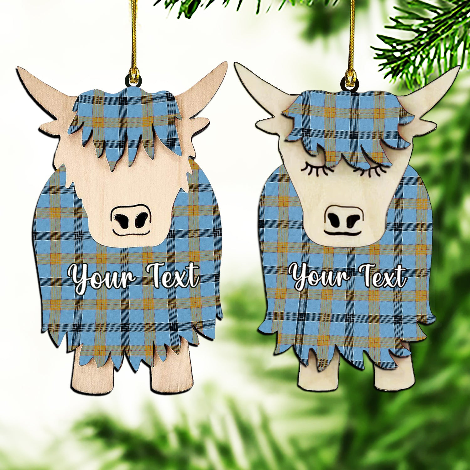 ScotsTee Shop Scottish Laing Ancient Couple Tartan Highland Cow Ornament Acrylic