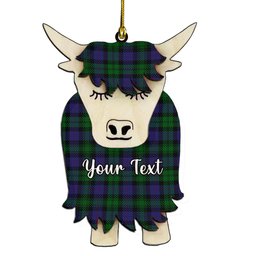 ScotsTee Shop Scottish Urquhart Logan Couple Tartan Highland Cow Ornament Acrylic