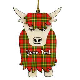 ScotsTee Shop Scottish Leask SC Couple Tartan Highland Cow Ornament Acrylic