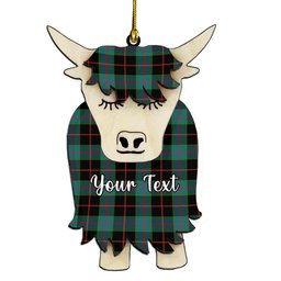 ScotsTee Shop Scottish Nairn Ancient Couple Tartan Highland Cow Ornament Acrylic