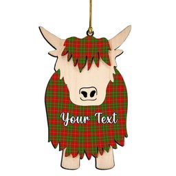 ScotsTee Shop Scottish Burnett Ancient Couple Tartan Highland Cow Ornament Acrylic
