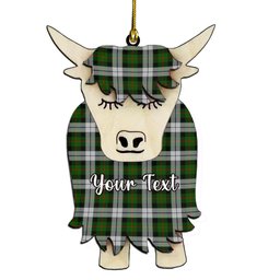 ScotsTee Shop Scottish Gunn Mrs Jane of Kirkhill House Wick Couple Tartan Highland Cow Ornament Acrylic