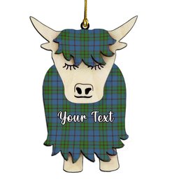 ScotsTee Shop Scottish Strachan Ancient Couple Tartan Highland Cow Ornament Acrylic