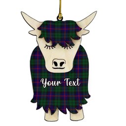 ScotsTee Shop Scottish Urquhart Couple Tartan Highland Cow Ornament Acrylic