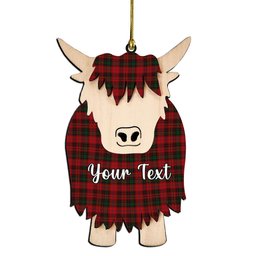 ScotsTee Shop Scottish MacInroy 2 Couple Tartan Highland Cow Ornament Acrylic