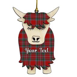 ScotsTee Shop Scottish MacBean Couple Tartan Highland Cow Ornament Acrylic