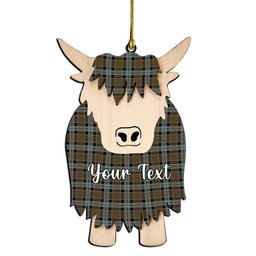 ScotsTee Shop Scottish Graham of Menteith Weathered Couple Tartan Highland Cow Ornament Acrylic