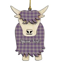 ScotsTee Shop Scottish Harris Lilac Couple Tartan Highland Cow Ornament Acrylic