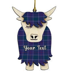 ScotsTee Shop Scottish Navy US Edzell Couple Tartan Highland Cow Ornament Acrylic