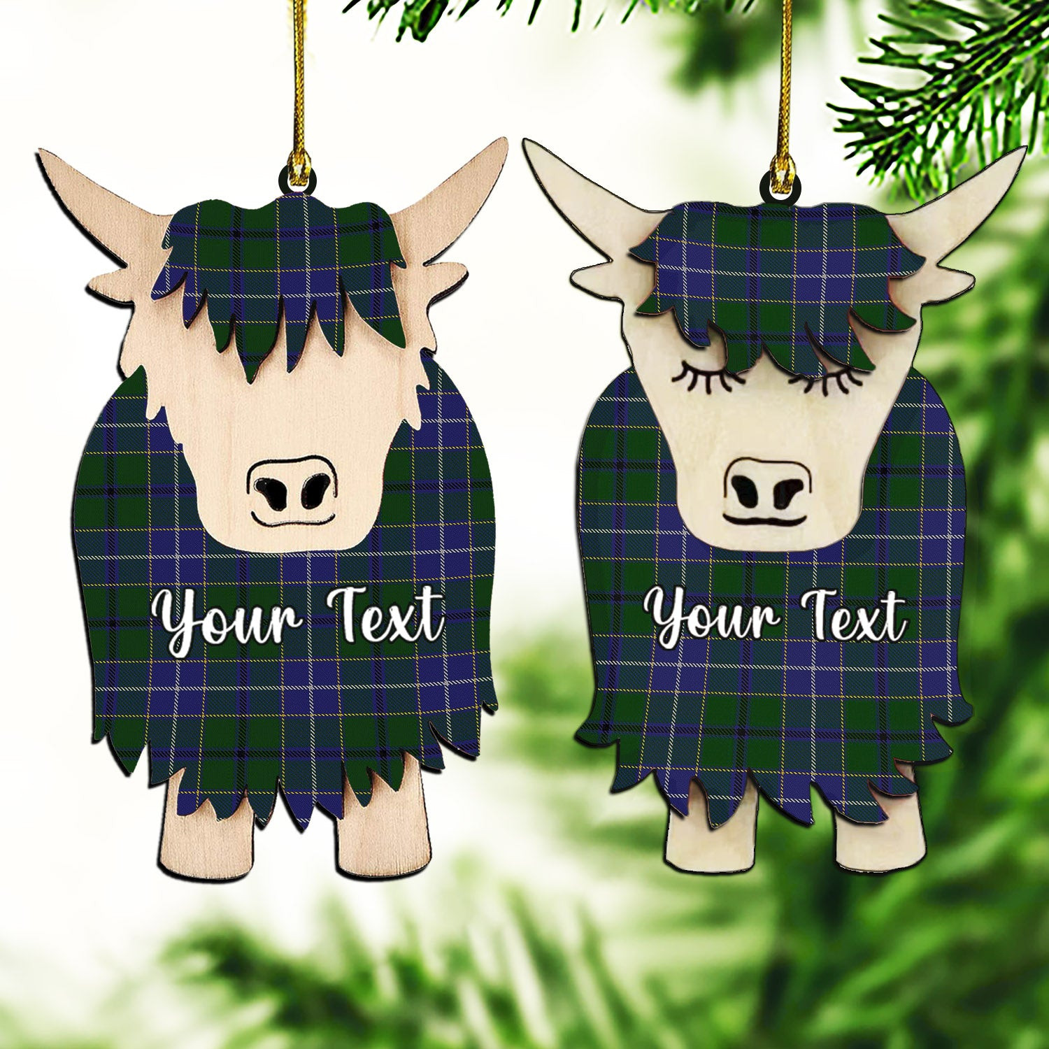 ScotsTee Shop Scottish Wishart Hunting Couple Tartan Highland Cow Ornament Acrylic
