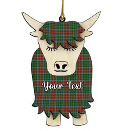 ScotsTee Shop Scottish Muirhead Couple Tartan Highland Cow Ornament Acrylic