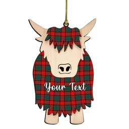 ScotsTee Shop Scottish McPhail Modern Couple Tartan Highland Cow Ornament Acrylic