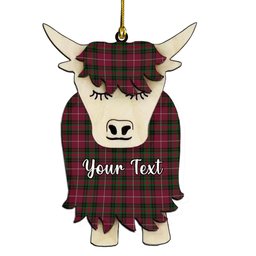 ScotsTee Shop Scottish Hunter of Bute Couple Tartan Highland Cow Ornament Acrylic