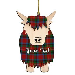 ScotsTee Shop Scottish Sturrock Blue & Black Couple Tartan Highland Cow Ornament Acrylic