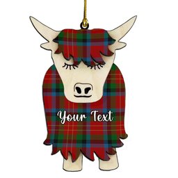 ScotsTee Shop Scottish Sturrock Blue & Black Couple Tartan Highland Cow Ornament Acrylic