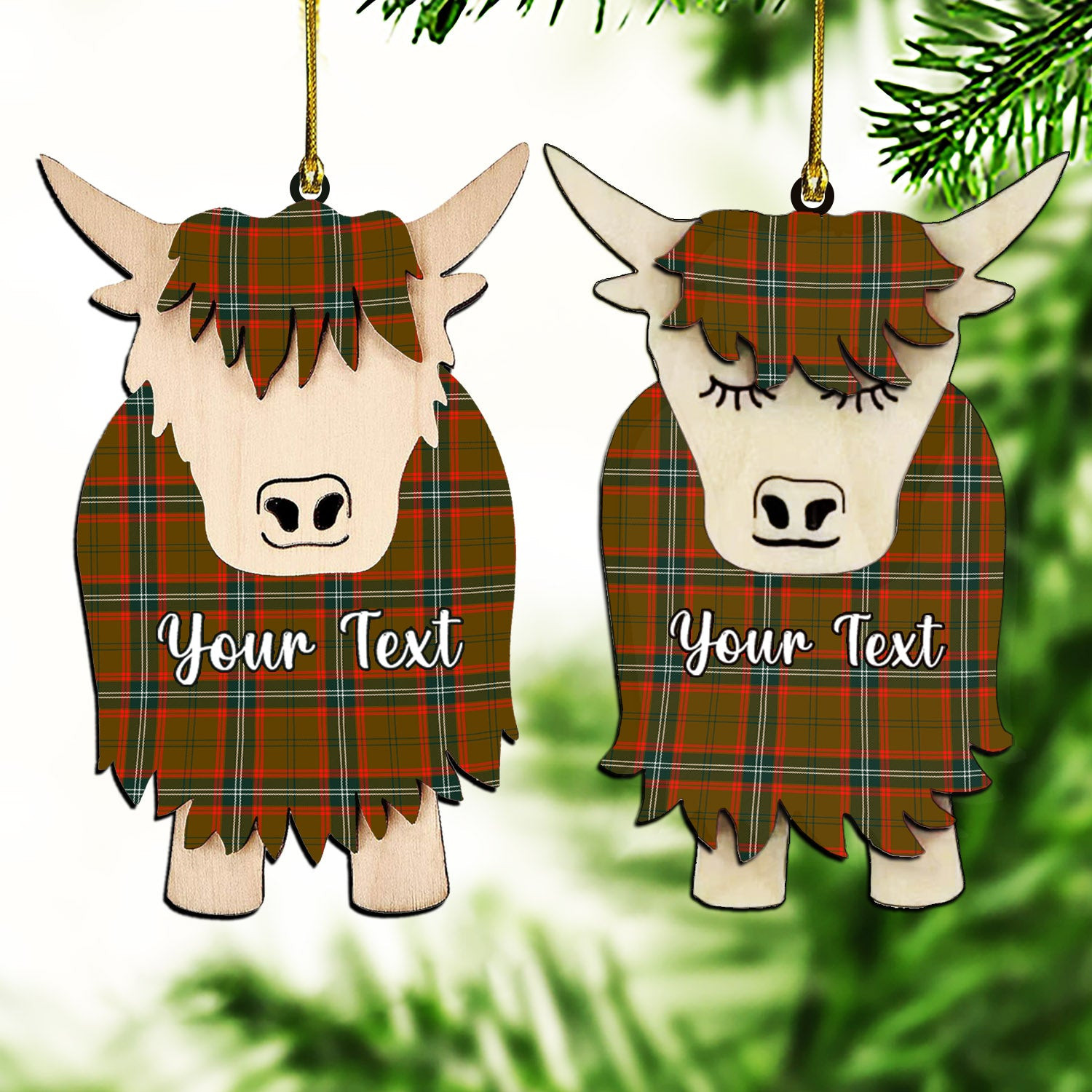 ScotsTee Shop Scottish Seton Hunting Modern Couple Tartan Highland Cow Ornament Acrylic