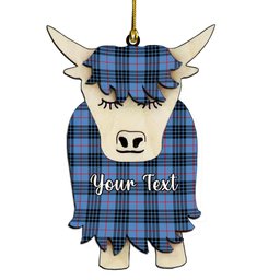 ScotsTee Shop Scottish MacKay Blue Couple Tartan Highland Cow Ornament Acrylic