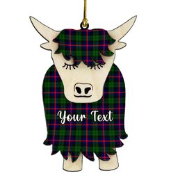 ScotsTee Shop Scottish Urquhart Modern Couple Tartan Highland Cow Ornament Acrylic
