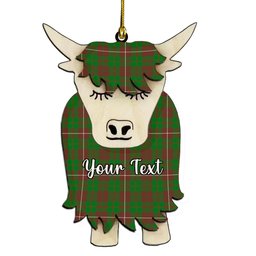 ScotsTee Shop Scottish MacKinnon Hunting Modern Couple Tartan Highland Cow Ornament Acrylic