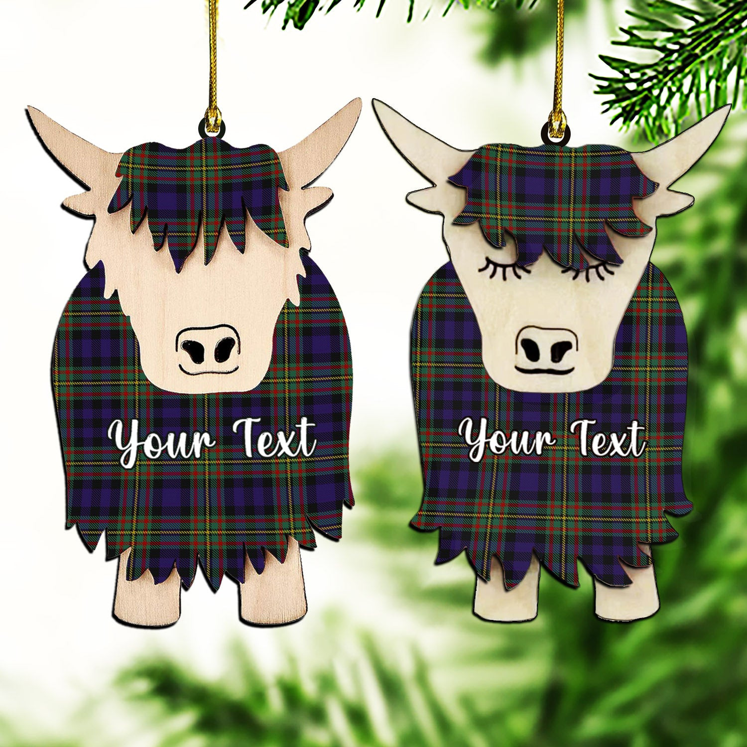 ScotsTee Shop Scottish McClellan Couple Tartan Highland Cow Ornament Acrylic