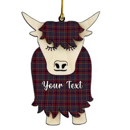 ScotsTee Shop Scottish Johnstons of Elgin Bicentennial Couple Tartan Highland Cow Ornament Acrylic