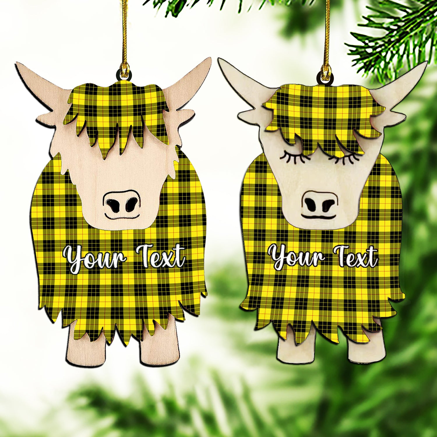 ScotsTee Shop Scottish MacLeod of Lewis Modern Couple Tartan Highland Cow Ornament Acrylic