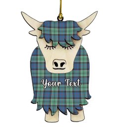 ScotsTee Shop Scottish Leslie Hunting Ancient SC Couple Tartan Highland Cow Ornament Acrylic