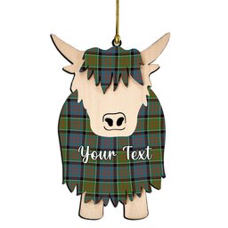 ScotsTee Shop Scottish McDonald of Clan Ranald Ancient Couple Tartan Highland Cow Ornament Acrylic