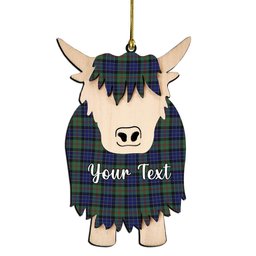ScotsTee Shop Scottish MacFadzean or MacPhedran Couple Tartan Highland Cow Ornament Acrylic